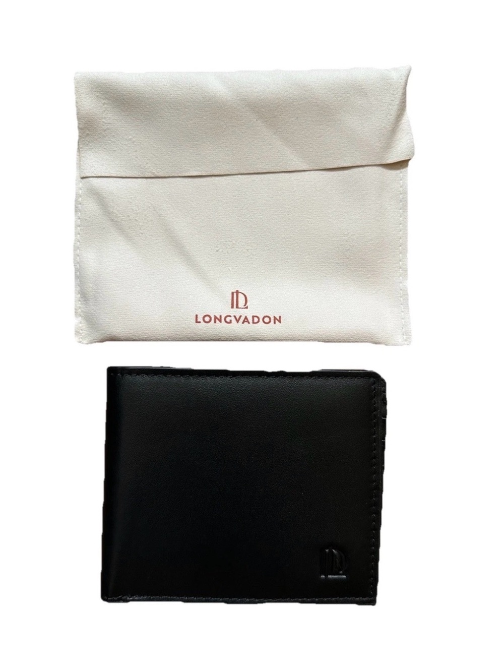 Longvadon 1407 Soft Leather Wallet Black Noir 8CC Card Holder Slim NWT